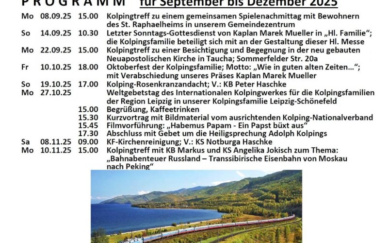 Auszug Programm September - Dezember 2025